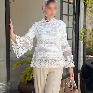 شومیز گل آستین تور